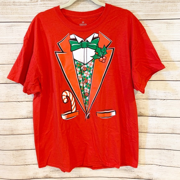 Other - ❌SOLD❌ Christmas Holiday Red Tuxedo T-shirt XL